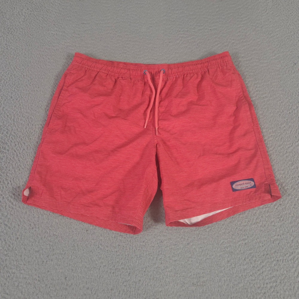 Vineyard Vines Shorts Mens L Printed Chappy Swim Trunks Micro Stripe Mesh Lined